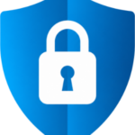 Secure digital protection symbol with shield and lock for IT security.